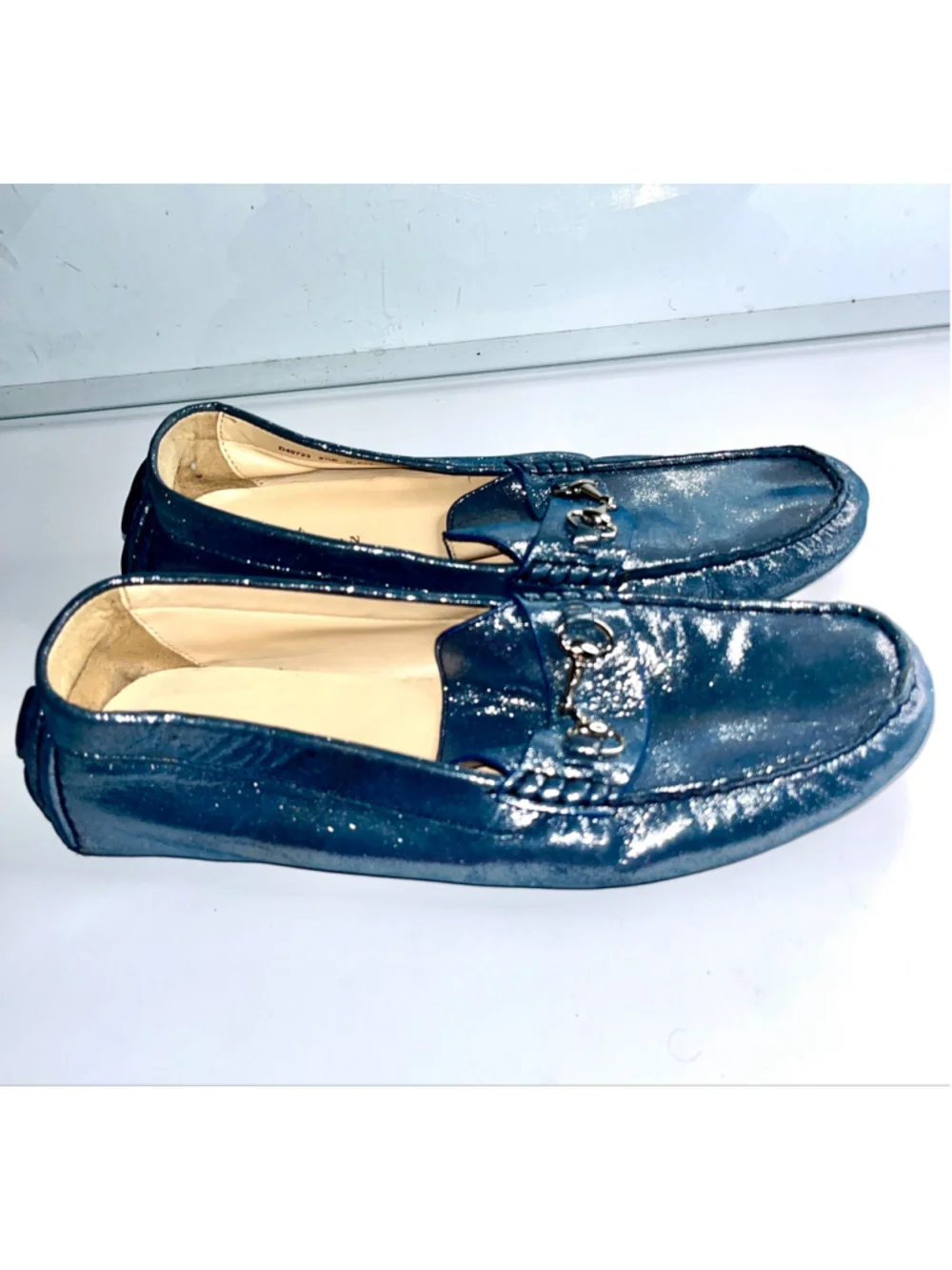 Cole Haan blue metallic leather loafers women size 9.5B